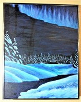 DKC Midnight on Snow Painting on Canvas 1987