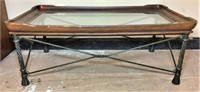 Metal Base Coffee Table with Inset Beveled