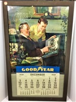 1939 Good Year Calendar Poster in Frame