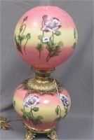 Victorian 24" GWTW lamp w/ Painted matching Poppy