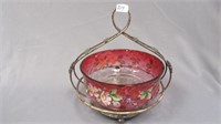 Brides Basket bowl is 7.5" cranberry shading to
