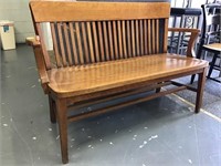 Vintage oak office settee/bench