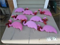 Lot of Plastic Pink Flamingos
