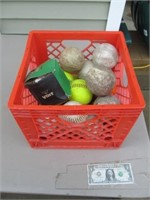 Plastic Milk Crate w/ Softballs