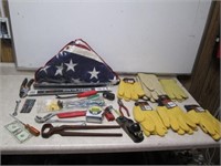 American Flag, Tools & Work Gloves