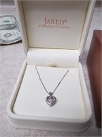Sterling Silver 925 Heart Pendant Necklace w/