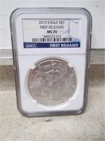 NGC 2013 MS70 First Release Silver Eagle Dollar