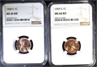 1968-S & 1969-S LINCOLN CENTS NGC