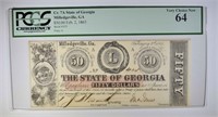 1863 $50 STATE OF GEORGIA  PCGS 64