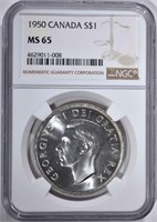 1950 CANADA $1 DOLLAR NGC MS 65