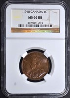 1918 ONE CENT CANADA NGC MS 66 RB