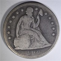 1860-O SEATED LIBERTY DOLLAR  GOOD+