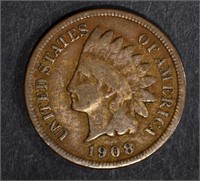 1908-S INDIAN HEAD CENT, VG