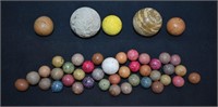 Antique Clay Marbles (Benningtons) With Shooters