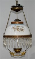Antique Victorian Hanging Oil Parlor Lamp