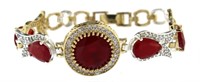 Vintage Style 22.55 ct Round & Pear Ruby Bracelet