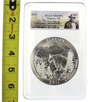 2011 MS69 PL ATB Glacier NP 5 Ounce Silver Coin