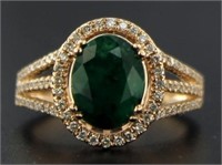 14kt Rose Gold 2.40 ct Emerald & Diamond Ring