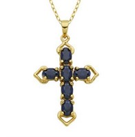 Genuine 2.50 ct Sapphire Cross Pendant