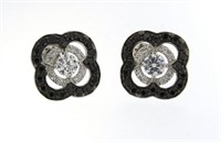 Antique Style Macrazite & White Topaz Earrings