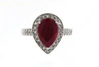 Pear Cut 4.30 ct Genuine Ruby Solitaire Ring