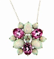 Stunning 5.20 ct Opal & Pink Sapphire Necklace