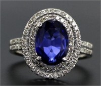 14kt Gold Oval 4.94 ct Sapphire & Diamond Ring