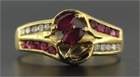 14kt Gold Natural Ruby & Diamond Estate Ring