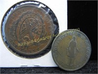 1837 Penny token and an 1837 Half-penny token