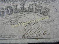 1864 Confederate Five Dollar  Note