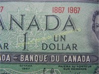 1867,1967 Canadian One Dollar Note