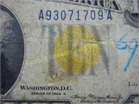 1934 $10 Dollar Silver Certificate Gold Seal Note