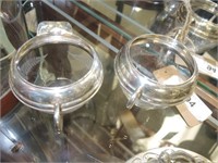 STERLING SILVER & ETCHED GLASS CREAMER SUGAR