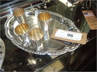 950 STERLING SILVER SHOT GLASSES & SP TRAY