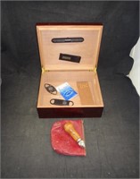 Wood Cigar Box Humidor W/ Thermometer
