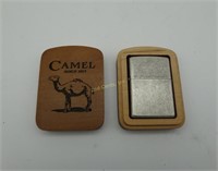 New Camel Zippo Lighter Antique Look Wood Box