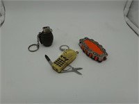 Lot Of 3 Lighters Grenade Cell Phone Chain