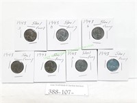 Seven (7) 1943 Steel Pennies