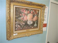 HEAVY GOLD FRAMED "PEONIES" OIL ON CANVAS