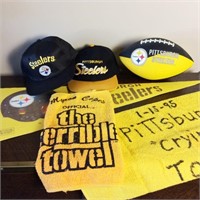 Pittsburgh Steelers Lot, Pennant, Hats, Football