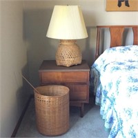 Wicker Lamp and Waste Basket