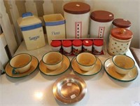 Porcelain Cups and Saucers and Tins