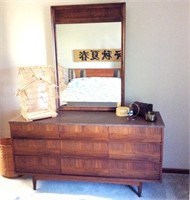 3 pc Mid-Century Walnut Finish Bedroom