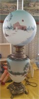 Large Hand Painted Banquet Lamp