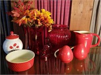 Collection Of Beautiful Red Antique Glass and