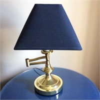 Brass Lamp with Blue Shade