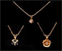 14K Gold Diamonds & Sapphires Necklaces, 3