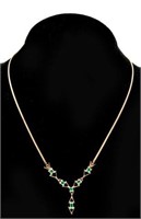 14K Gold & Emeralds Pendant Necklace