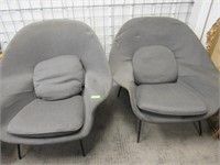 Pair Mid Century Modern Chairs: Reupholstered, Met