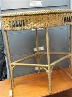 Victorian Wicker Oval Table in Gold Paint